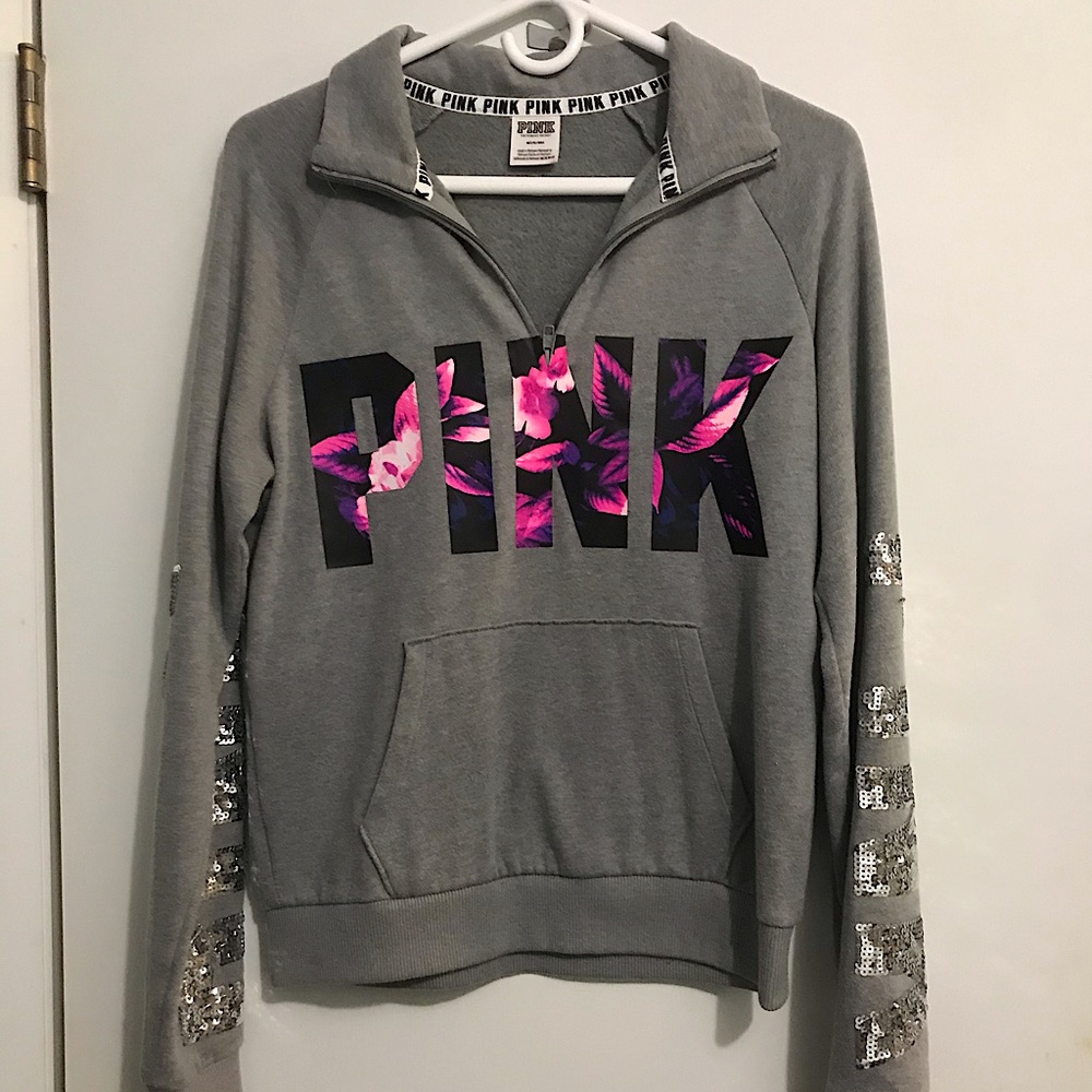 VS Pink Sequin Quarter-zip